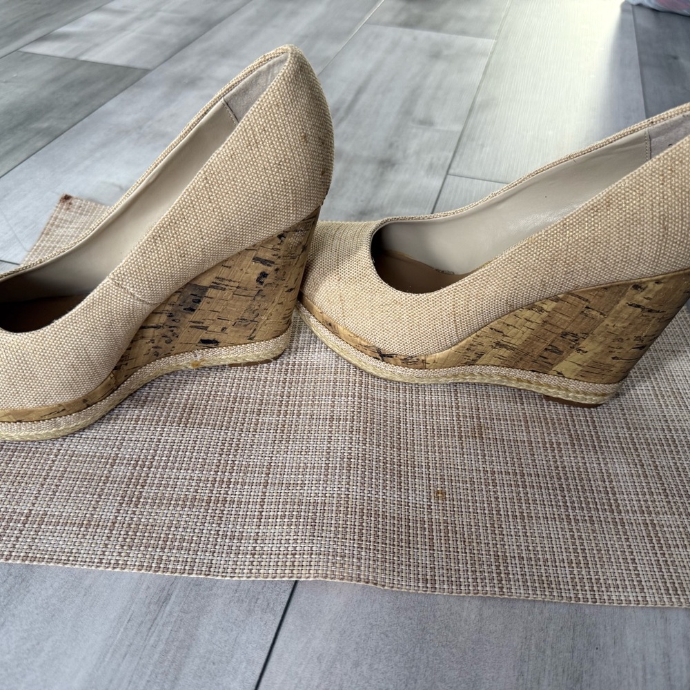 New Look Beige Cork Wedge Shoes